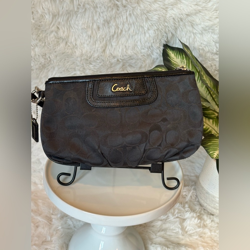 Coach Signature Canvas Wristlet Pouch